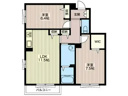 グリュック(2LDK/2階)の間取り写真