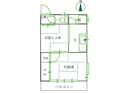 コーポ中津川(2K/2階)の間取り写真