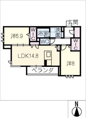 ブランキューブ(2LDK/2階)の間取り写真
