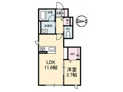 ヴィータ・エレガント(1LDK/1階)の間取り写真