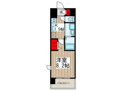 ウエスト アルディール(1K/6階)の間取り写真