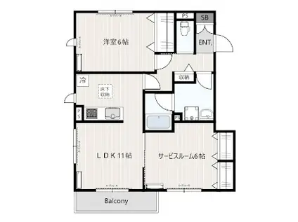 フラッツ宮前プラス(2LDK/1階)の間取り写真