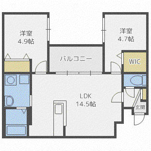 パーク琴似館(2LDK/4階)の間取り写真