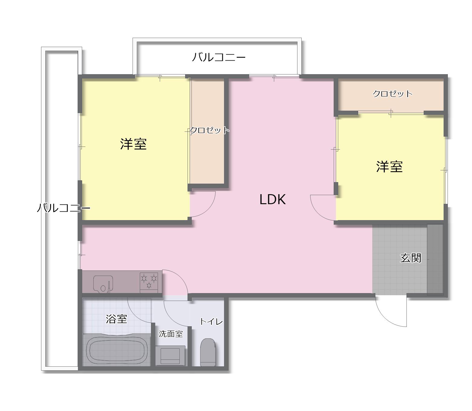 三木ビル川高前(2LDK/5階)の間取り写真