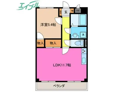 ユーミー生桑マンション(1LDK/2階)の間取り写真