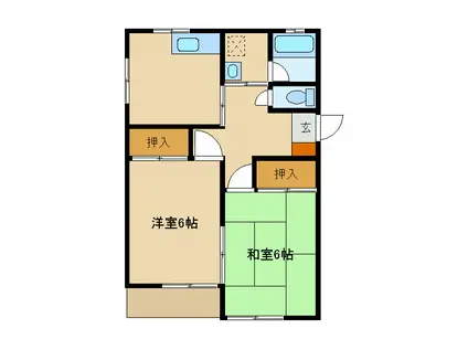 パシフィックホームA棟(2DK/2階)の間取り写真