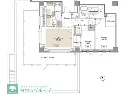 ROPPONGI PLACID(2LDK/2階)の間取り写真