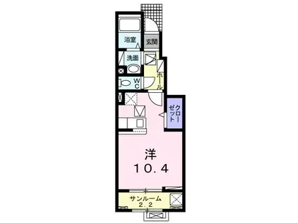 クレール アヴニールI(ワンルーム/1階)の間取り写真