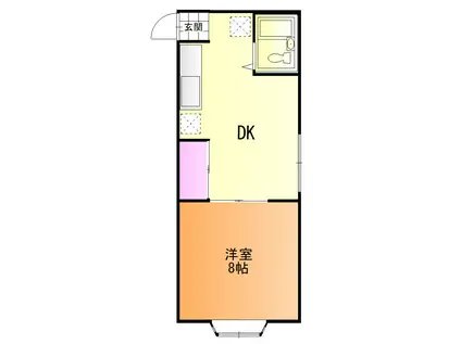 内ケ島サンハイツ(1DK/1階)の間取り写真