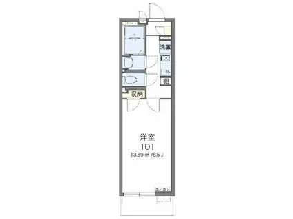 クレイノレジデンス矢上(1K/1階)の間取り写真