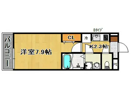 LAID BACK(1K/2階)の間取り写真