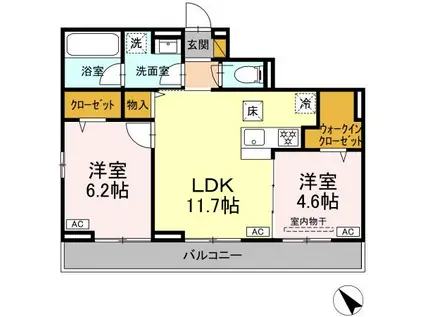トロワ・プレール(2LDK/1階)の間取り写真