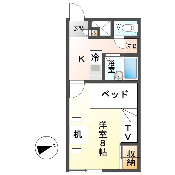 レオパレスラペ ルミエ(1K/2階)の間取り写真