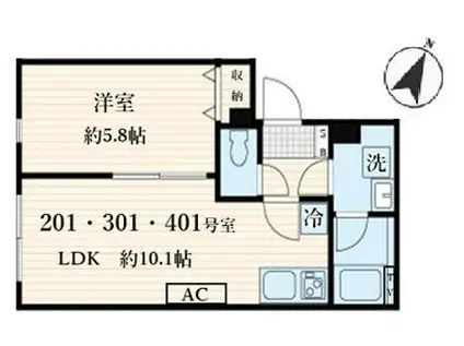 ALATO菊川(1LDK/2階)の間取り写真