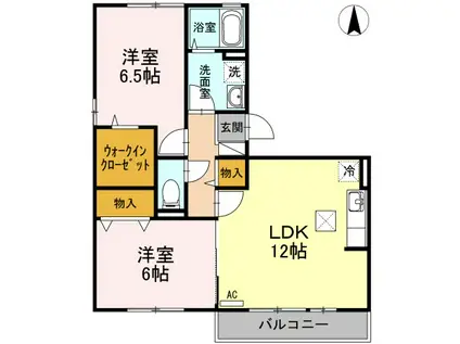 ヴィラエクセランA棟(2LDK/3階)の間取り写真