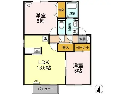 アムール21C(2LDK/2階)の間取り写真