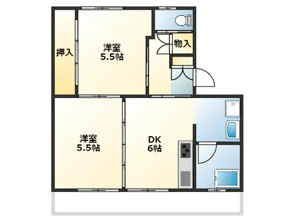 サンコーポラス都城II(2DK/2階)の間取り写真
