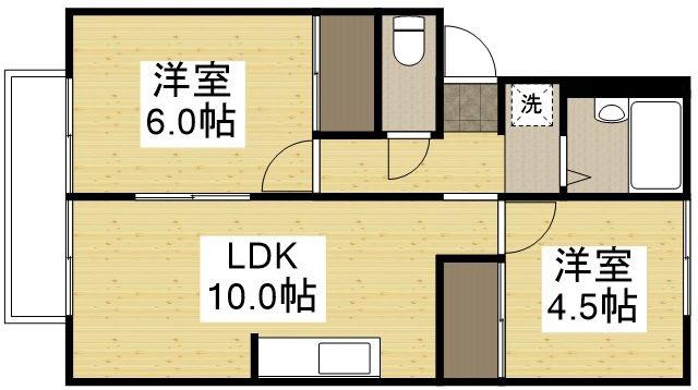 プレジール関(2LDK/2階)の間取り写真