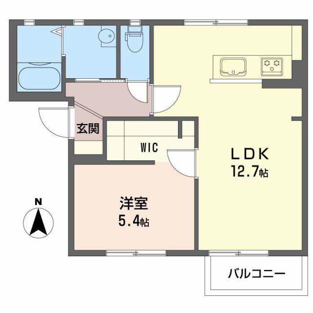 シャーメゾン大町B棟(1LDK/2階)の間取り写真