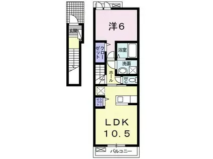 カーサ・ラーナステラ(1LDK/2階)の間取り写真