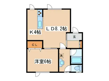 ブルーハーバー(1LDK/2階)の間取り写真