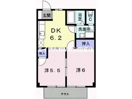 サンシティ臼井A(2DK/1階)の間取り写真