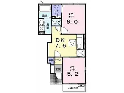 メディウムマレI(2DK/1階)の間取り写真