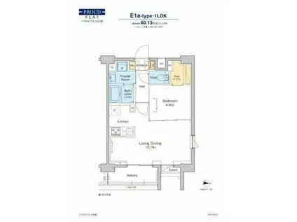 プラウドフラット中野(1LDK/3階)の間取り写真