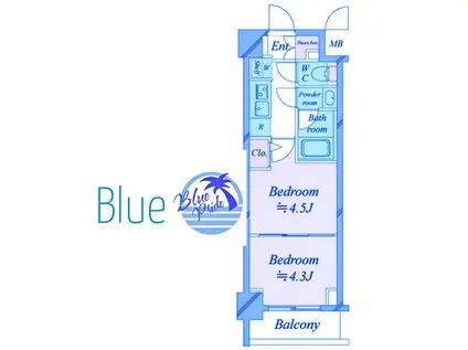 ドゥーエ新横浜(2K/4階)の間取り写真