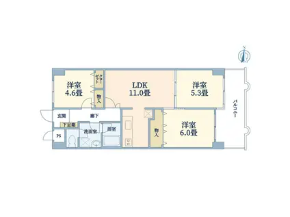 パークテラス桃山(3LDK/7階)の間取り写真