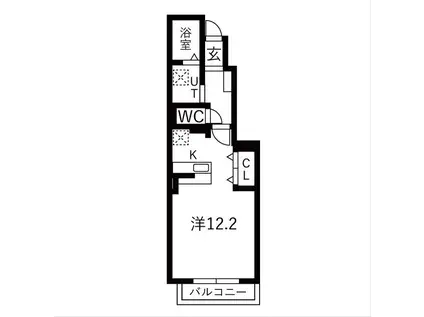 セレーノ(1K/1階)の間取り写真