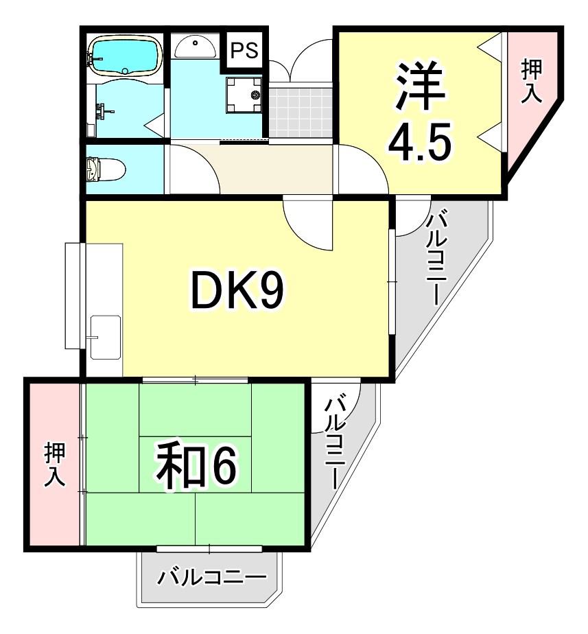 エスポワール武庫之荘北V(2DK/3階)の間取り写真