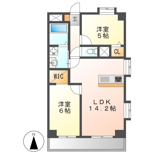 エール中島(2LDK/1階)の間取り写真