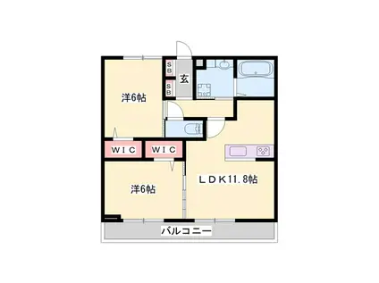 ラ グリシーヌ青山(2LDK/3階)の間取り写真