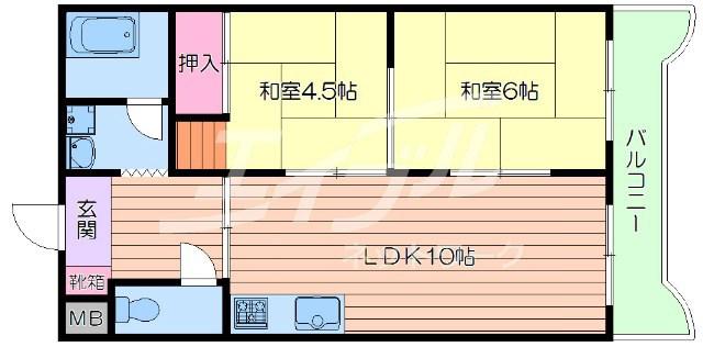 新南千里マンション(2LDK/4階)の間取り写真