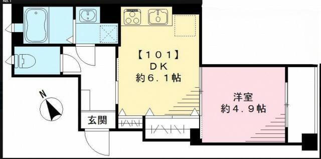 ラシーネ荻窪(1DK/1階)の間取り写真