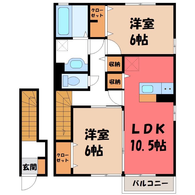 フローラ(2LDK/2階)の間取り写真