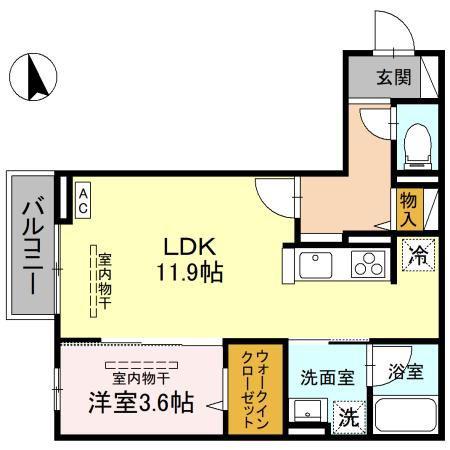 D-TOJO(1LDK/2階)の間取り写真