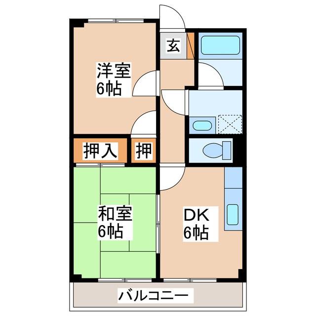 リンピア伊加里(2DK/3階)の間取り写真