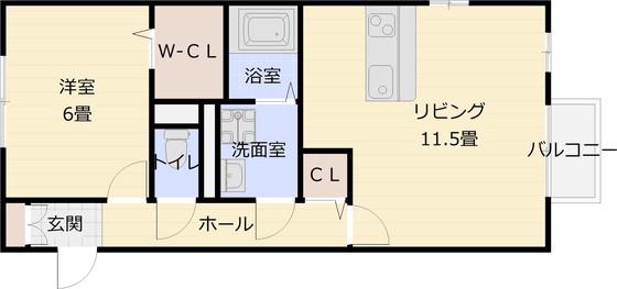 ドリーム葉月 七番館(1LDK/2階)の間取り写真