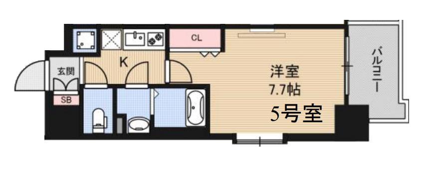 LUXE海老江II(1K/7階)の間取り写真