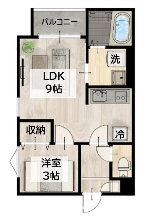 REGALEST荒井(1LDK/1階)の間取り写真