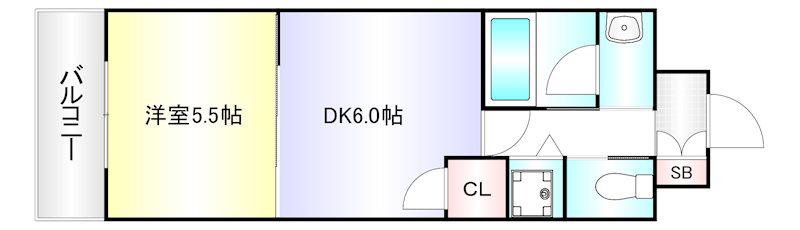 リード大手町(1LDK/2階)の間取り写真