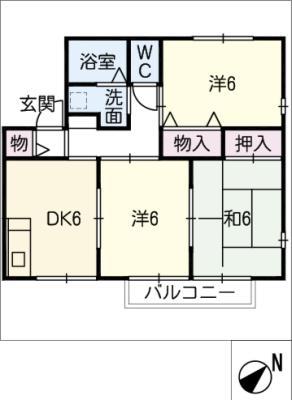 ファミール静II(3DK/2階)の間取り写真