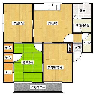 セジュール川崎(3DK/2階)の間取り写真