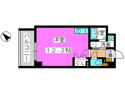 スーペリアニューハイム薬院(ワンルーム/10階)の間取り写真