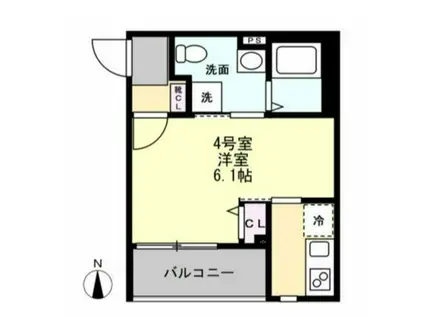 ベイルーム東本厚木(1K/1階)の間取り写真