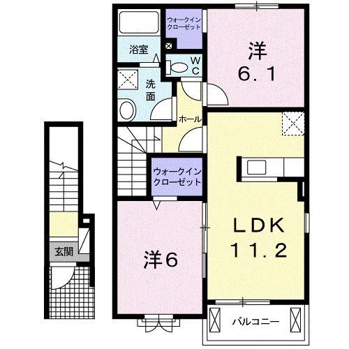 クラール モーデ(2LDK/2階)の間取り写真