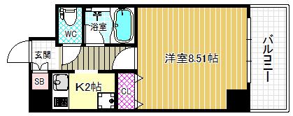 アーバネックス野田(1K/6階)の間取り写真