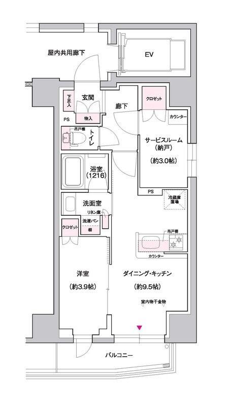 ジェイグランコート上野入谷(1SLDK/8階)の間取り写真